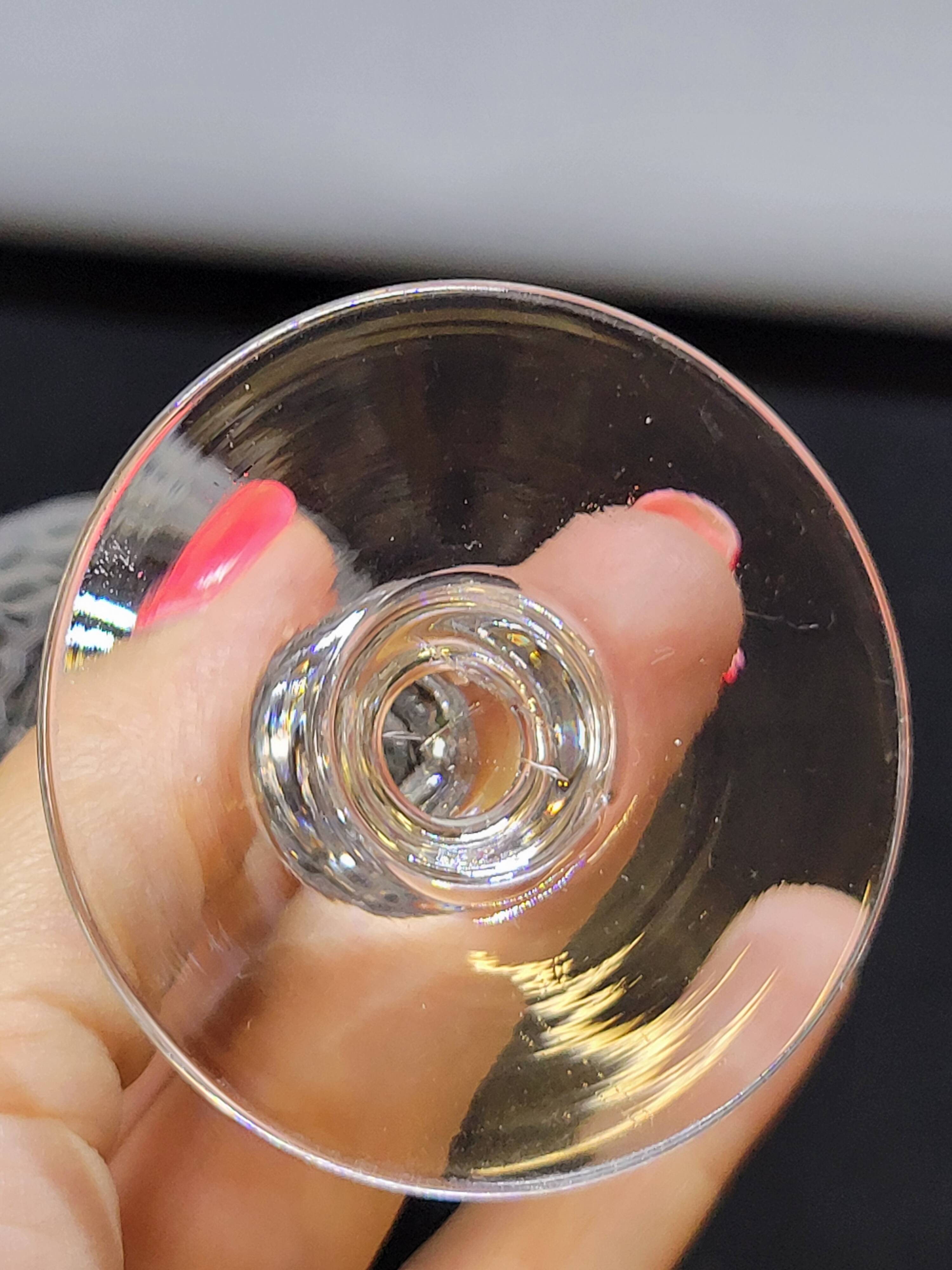 6 Antique Baccarat Crystal Engraved Wine/Port Glasses