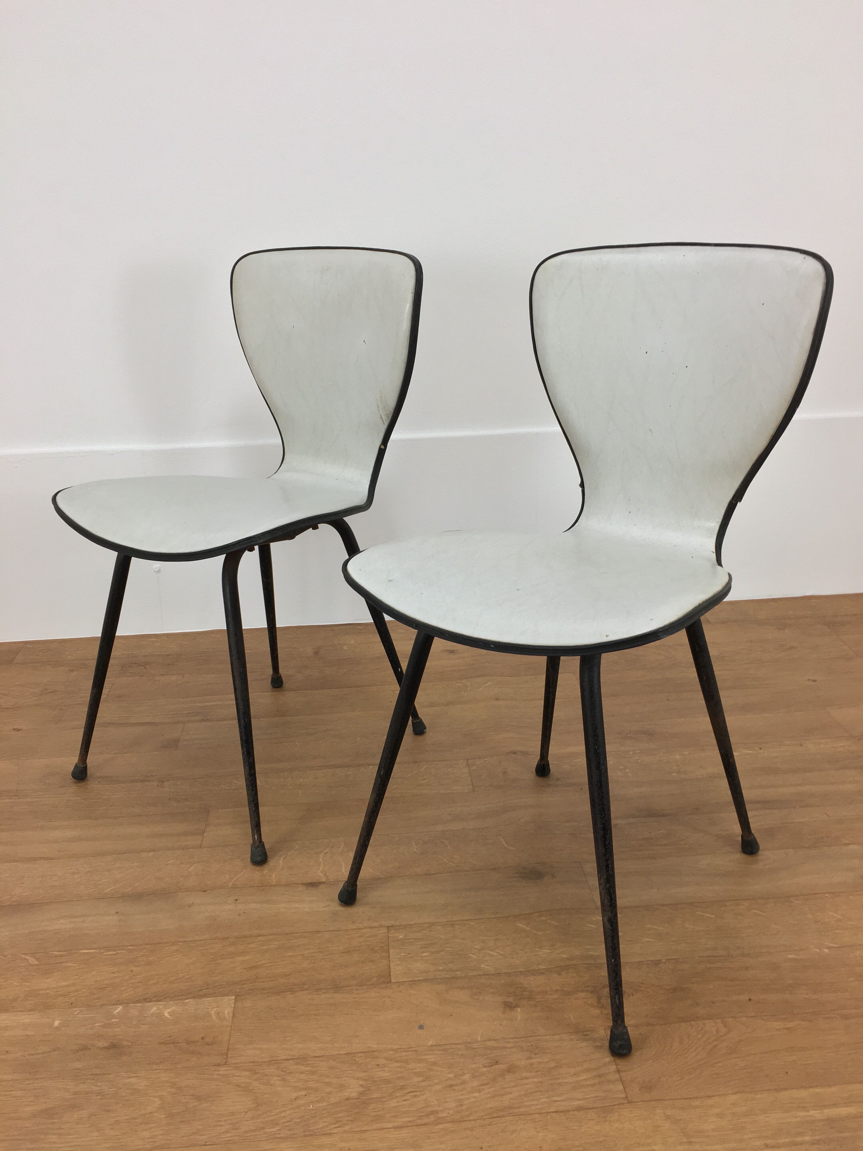 Pair of skai and metal chairs 1950