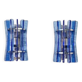 Veca appliques verre bleu structure chrome space âge , 1960s