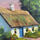 Vintage original cottage landscape oil painting