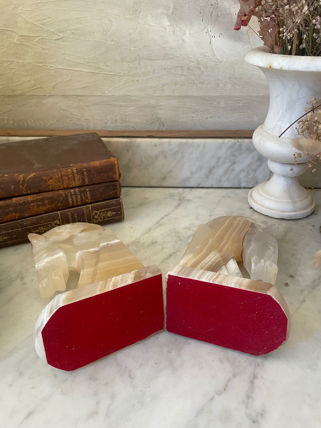 Pair of horse bookends in onyx