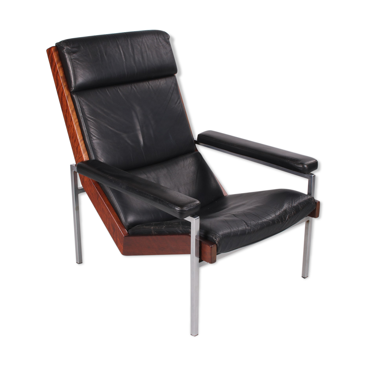 Rosewood and Leather Lotus chair by Rob Perry for 't Spectrum, 1960
