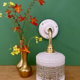 Vintage globe angled wall light in white and clear glass