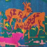 Charming Romanian rug with deers, lovely nature scenery on a floral background 155x205cm