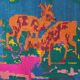 Charming Romanian rug with deers, lovely nature scenery on a floral background 155x205cm