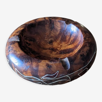 Artisanal ashtray in solid olive tree