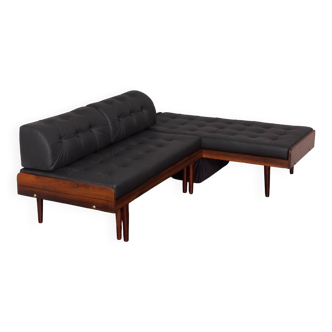 Ejvind A. Johansson style corner rosewood foldable daybed, sofa, Denmark 1960s