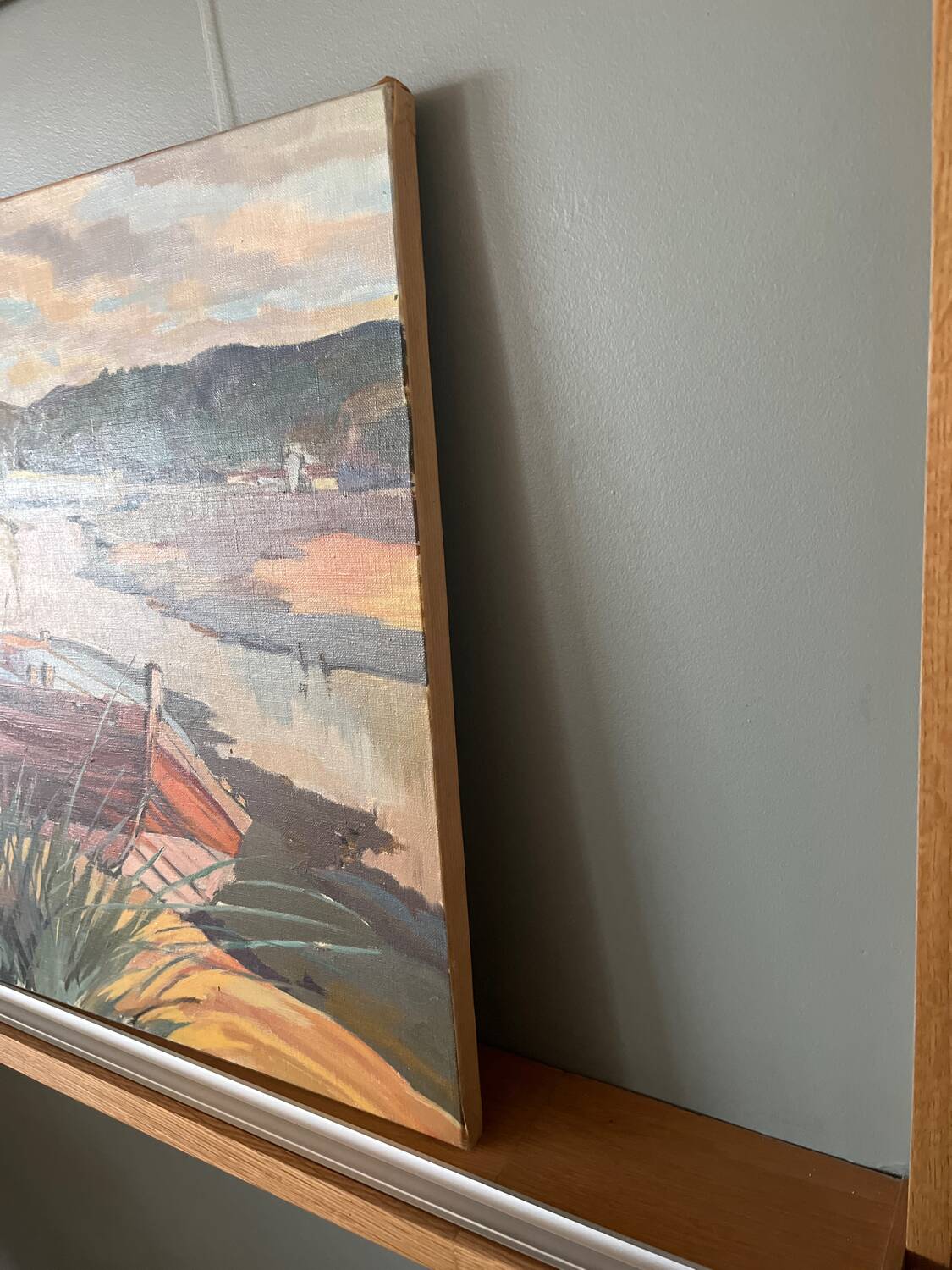 Barge on the river bank