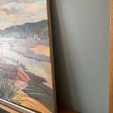 Barge on the river bank