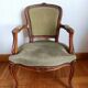 Fauteuil cabriolet vert Louis XV