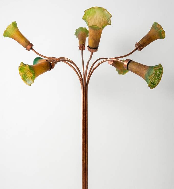 Vintage floral floor lamp with 8 branches Art Nouveau