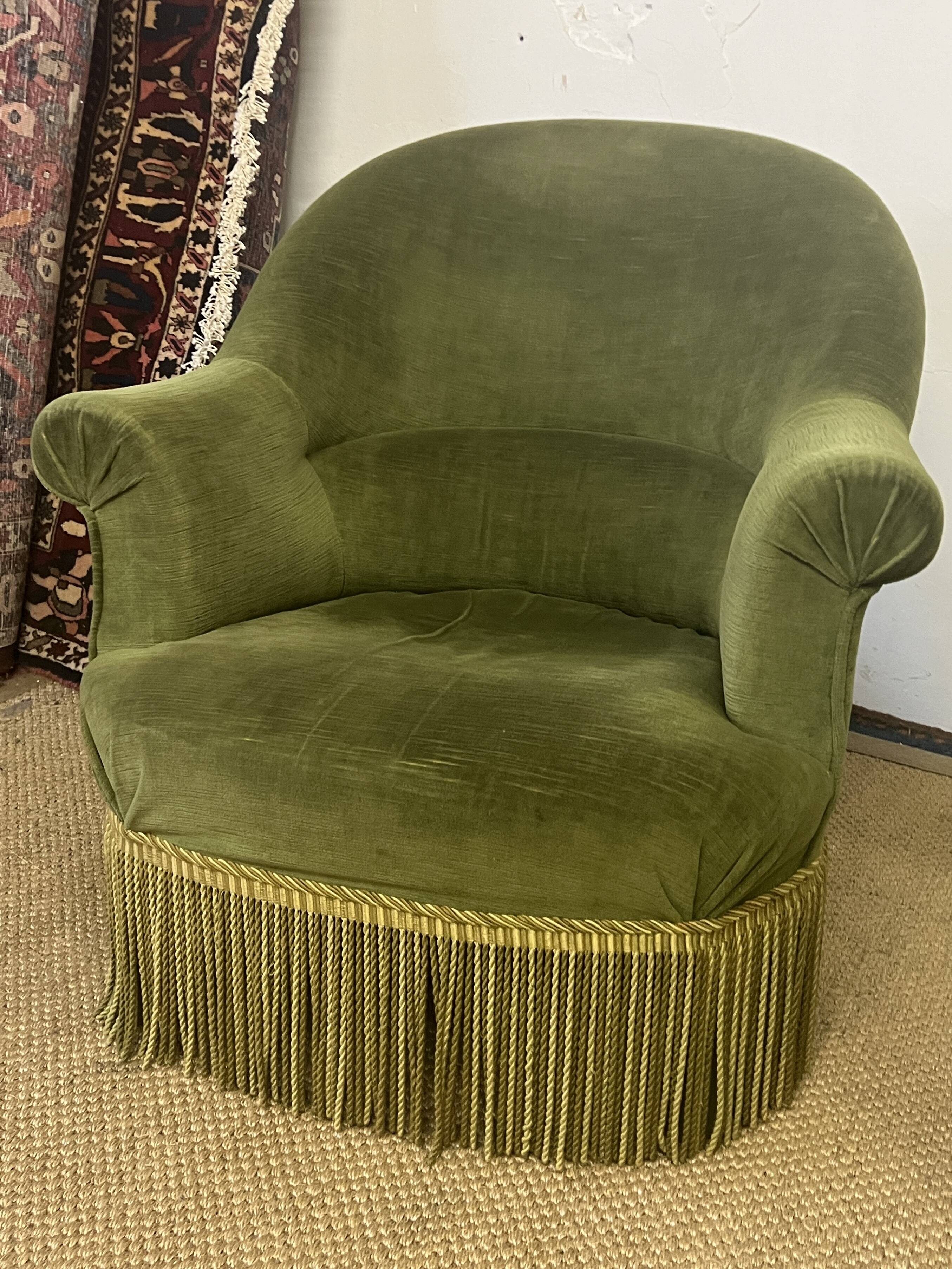 Pair of green toad armchairs