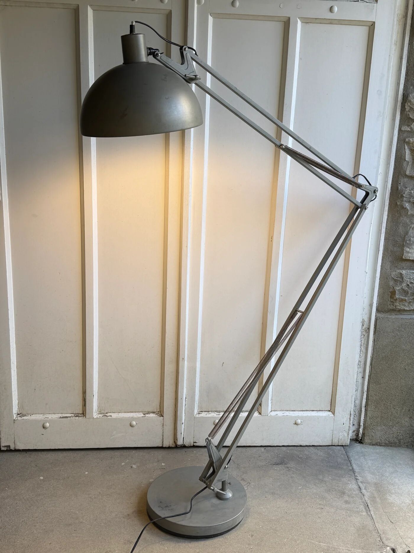 Grey metal floor lamp - industrial style