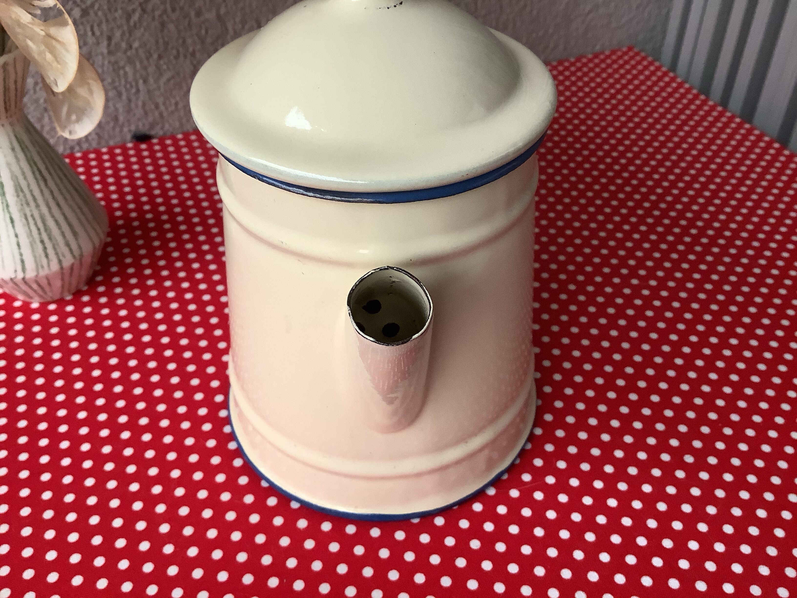 Vintage beige enamelled teapot