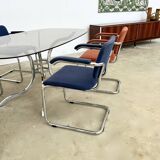 Oval smoked glass and chrome dining table, 1970s