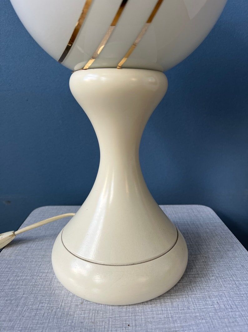 Space Age table lamp in white opaline glass
