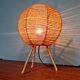 Lampe tripode vintage en corde, années 60