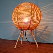 Lampe tripode vintage en corde, années 60