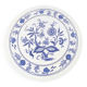 Vintage round trivet with blue floral pattern - 1970s