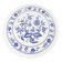 Vintage round trivet with blue floral pattern - 1970s