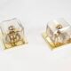 Pair of glass and brass wall lamps by Glashutte Limburg
