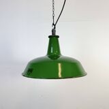 Industrial Green Enamel Factory Pendant Lamp from Revo, 1950s