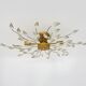 Vintage ceiling light in gold metal with foliage decoration. 6-light ceiling light.