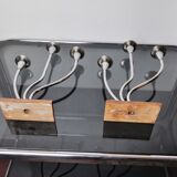 Pair of art deco candle holder in stainless steel 3 flames, Spain, 1970