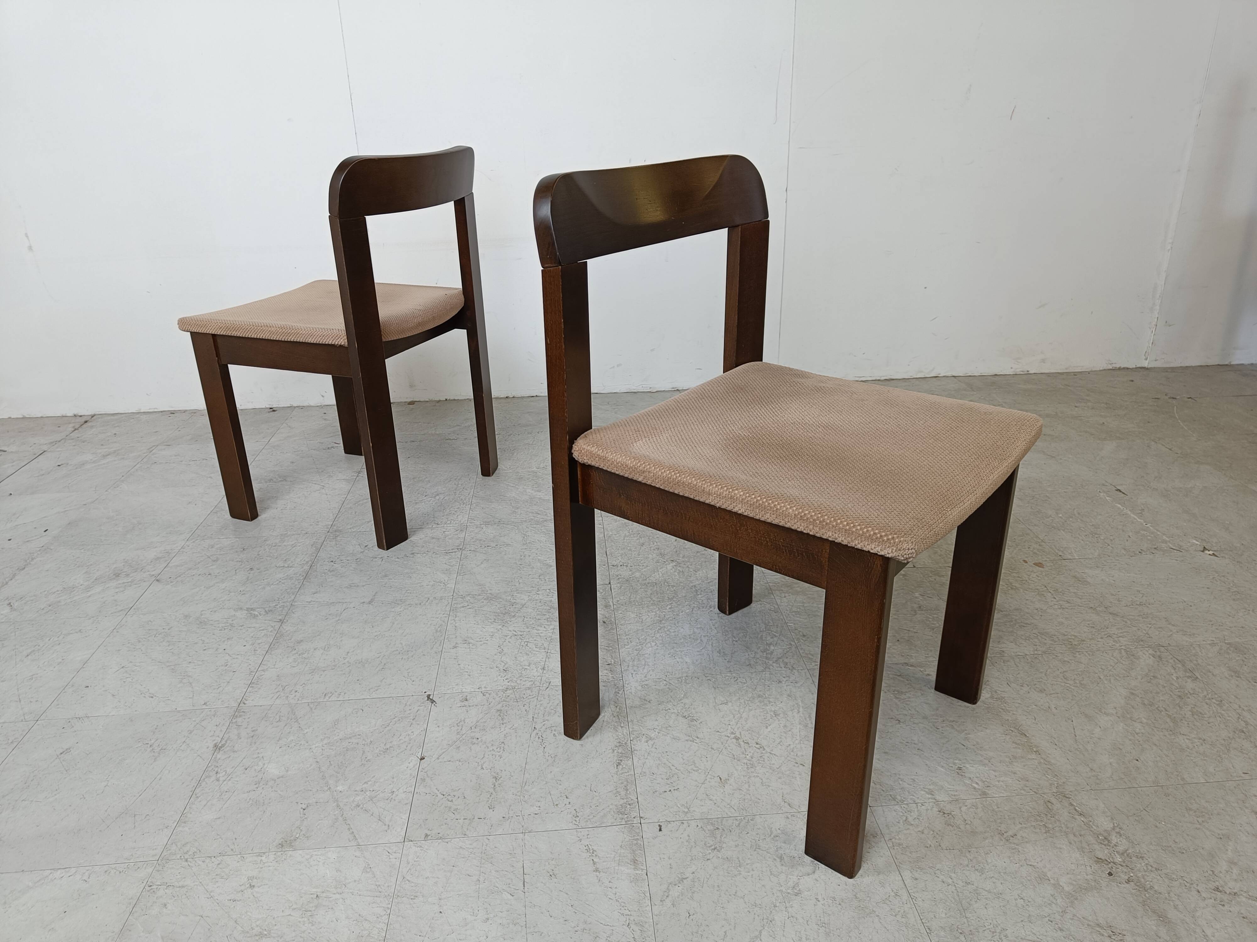 Vintage brutalist dining chairs, set of 6 - 1970s