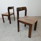 Vintage brutalist dining chairs, set of 6 - 1970s