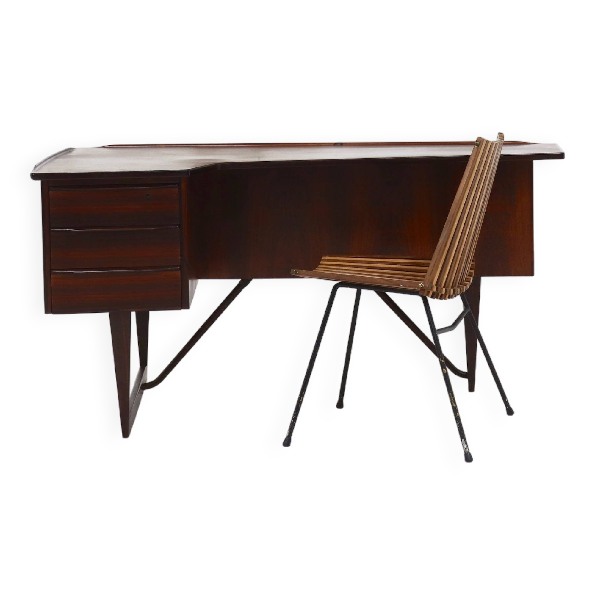 Rosewood Boomerang Desk by Peter Løvig Nielsen for Hedensted Møbelfabrik Denmark 1950s