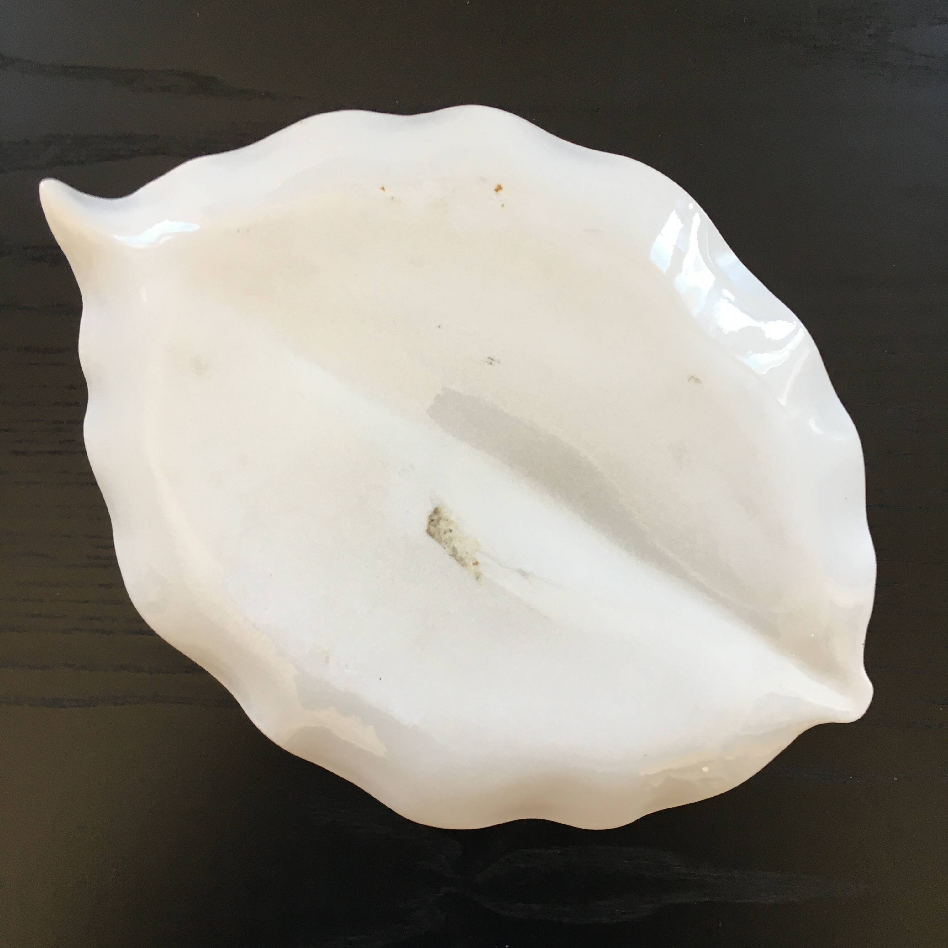 Porcelain ribbed leaf dish