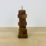 6 olive wood egg cups and their support