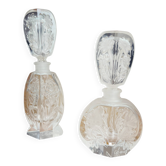 Paire de flacons à parfum anciens en cristal dépoli – Signés Charet