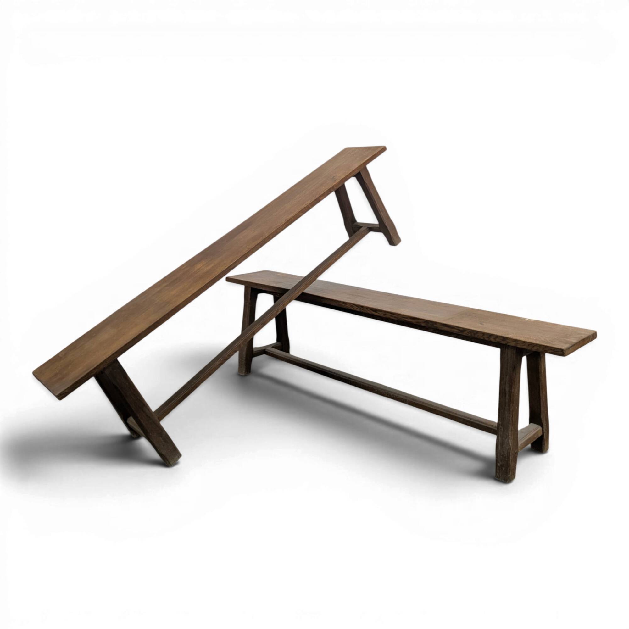 Paire de bancs en chêne massif