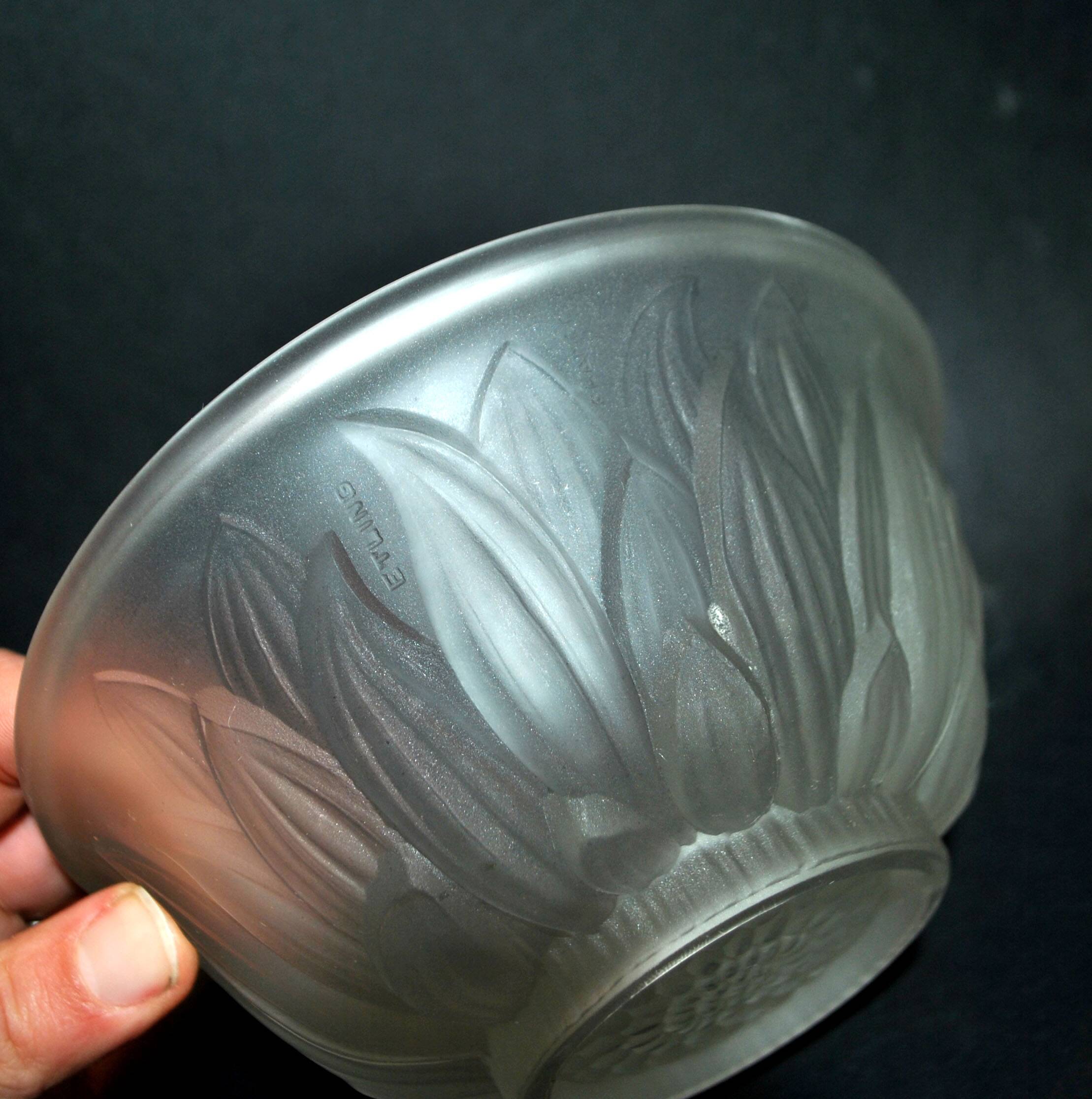 ART DECO molded glass cup signed Etling France