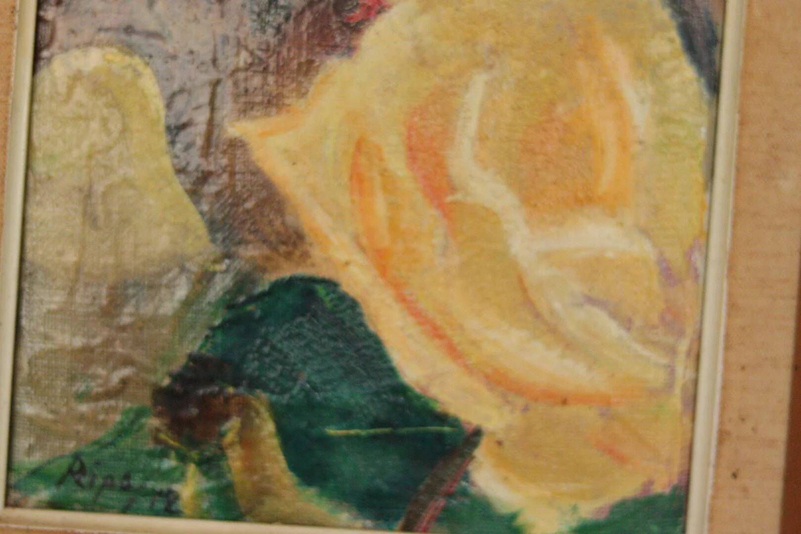 Original Mid Century Swedish Oil on Canvas – “Roses” by Hans Ripa