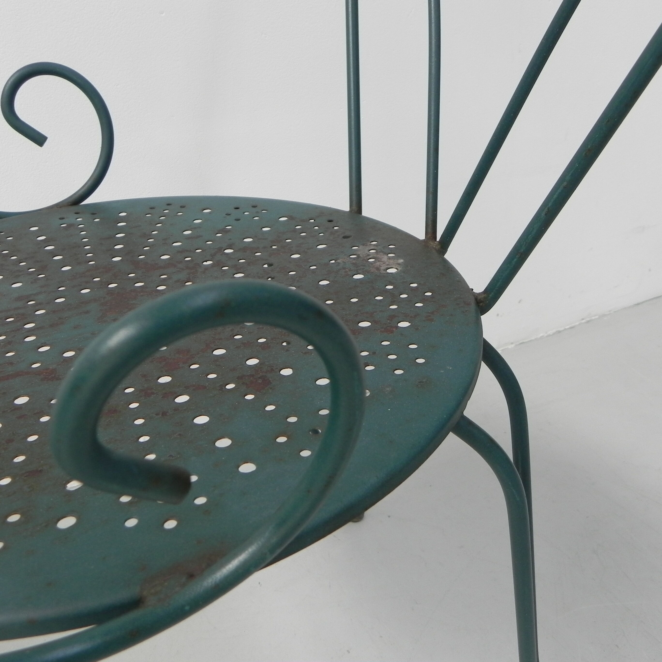 Ensemble de 4 chaises de jardin vintage en acier