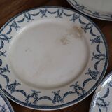 Set of 8 flat ironstone plates "Les Termes" Sarreguemines and Digoin