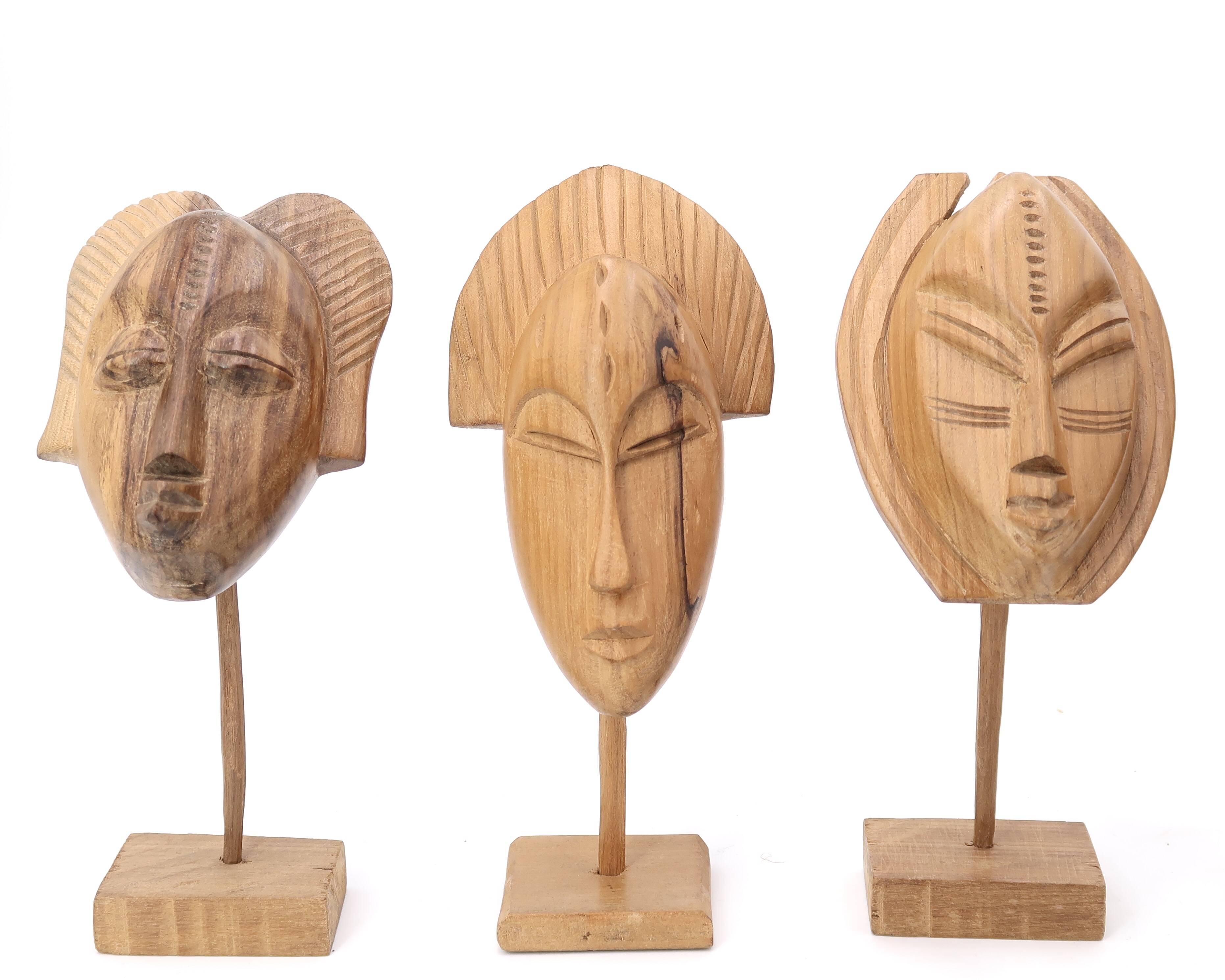 Six African masks with wooden bases, 1970s