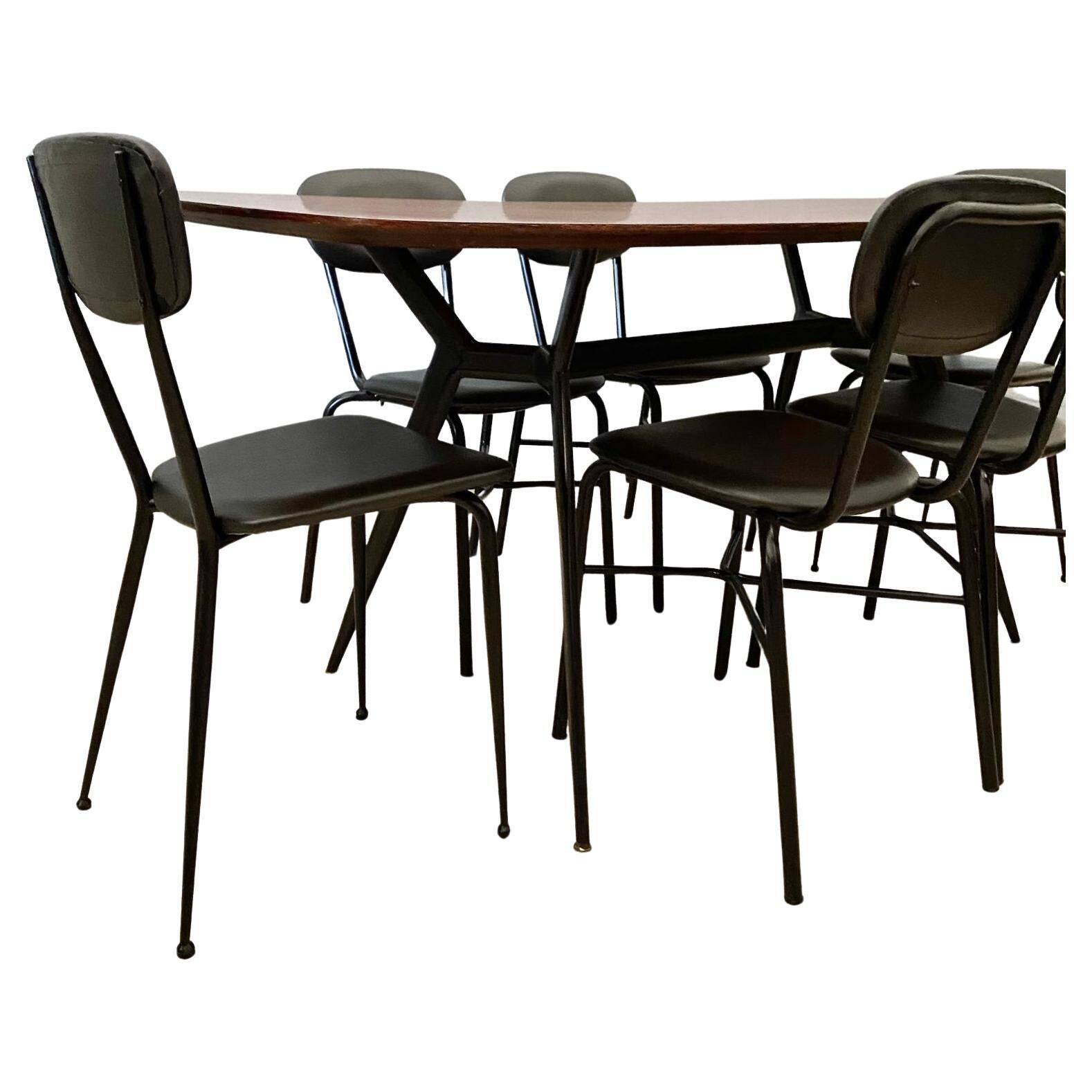 Midcentury modern six seats dining table, Italy 1960 's