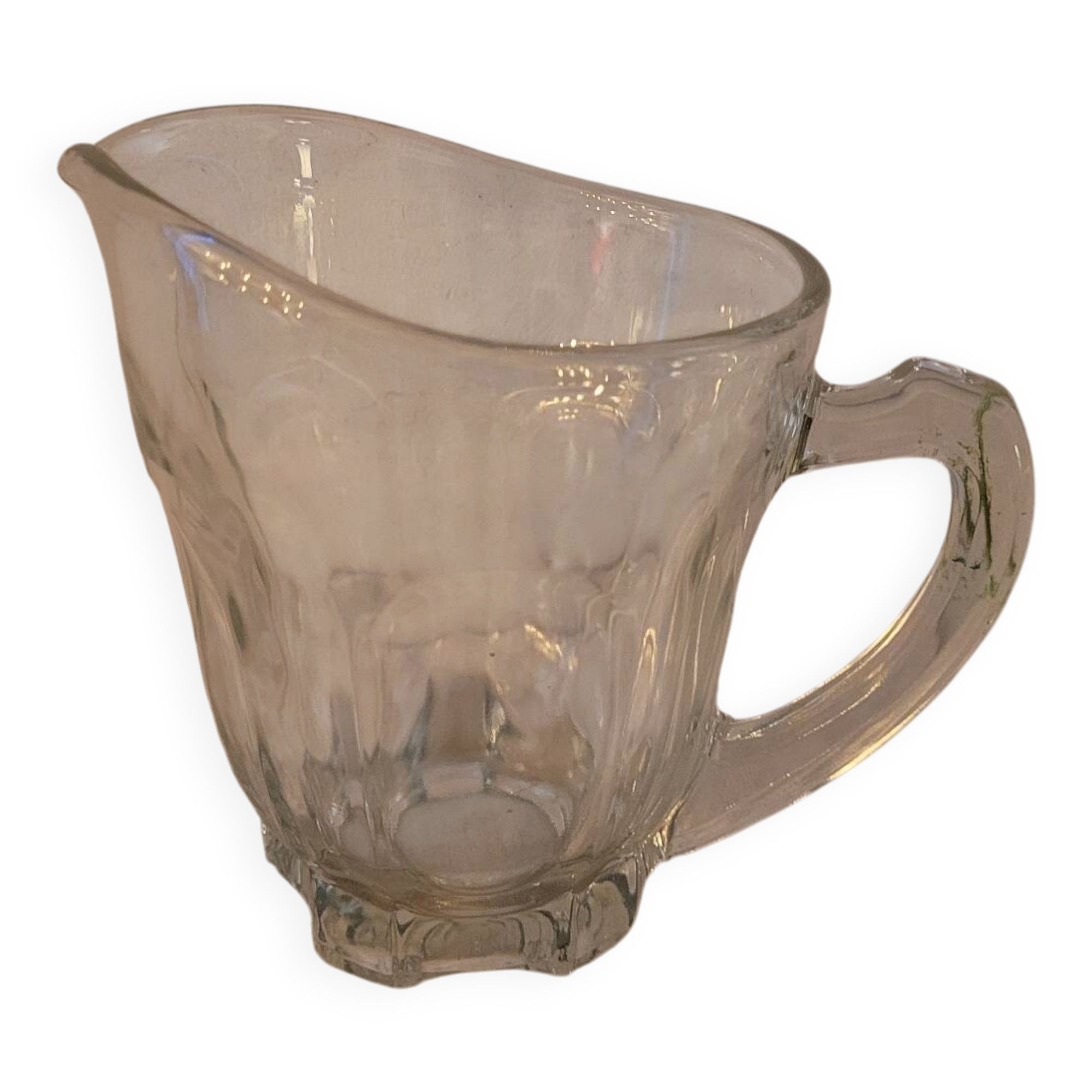 Thick moulded glass jug with ridges – France – 1950s–1960s