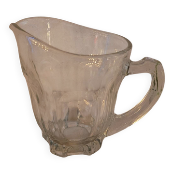 Pichet en verre moulé épais à nervures – France – années 1950–1960