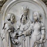 Bas relief religious scene in terracotta