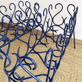 Pair of blue-painted wrought iron planters, 1960s