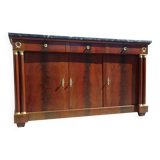 Flamed mahogany enfilade with sea green marble in Empire style.