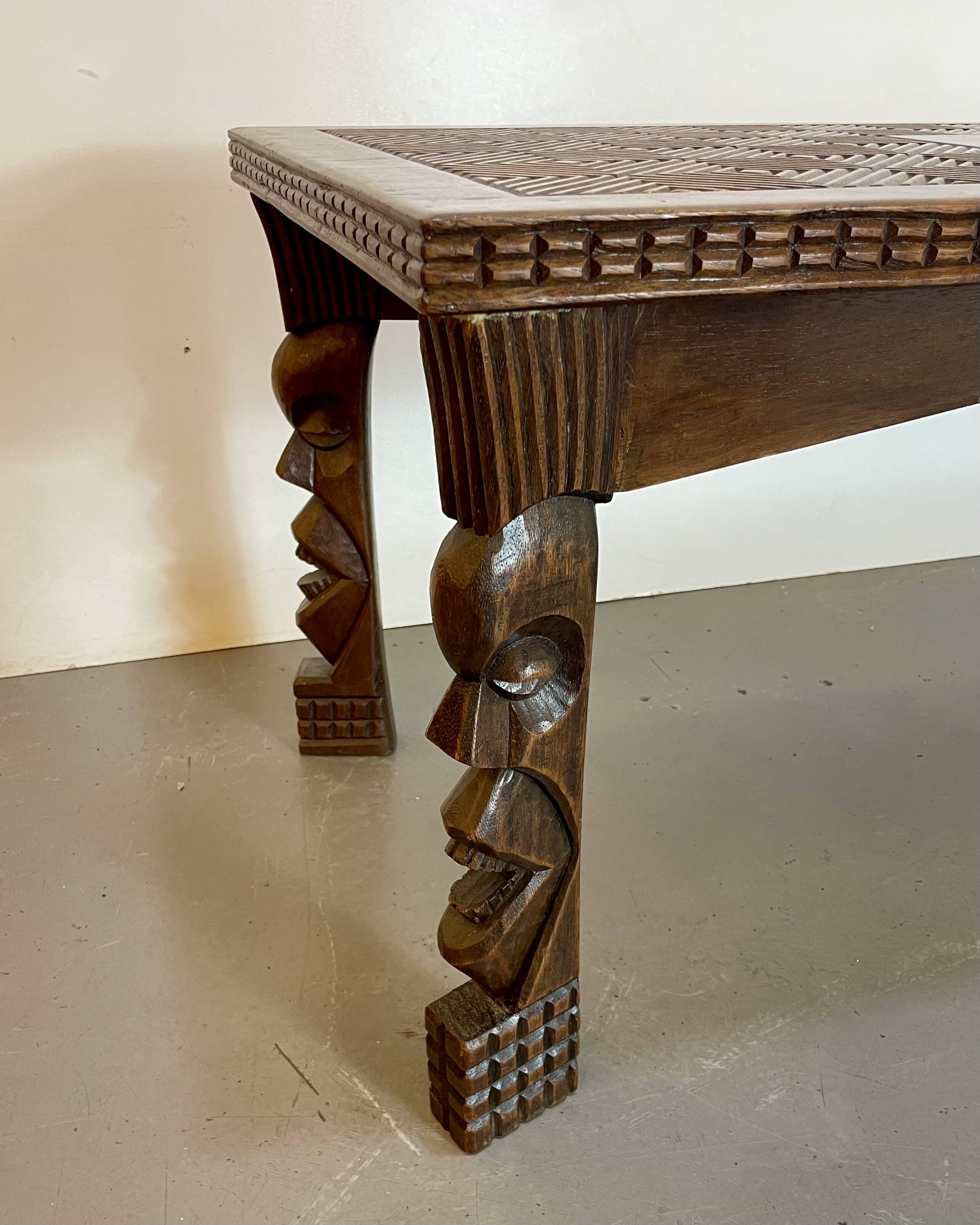 Hand-carved Congolese coffee table, 1989