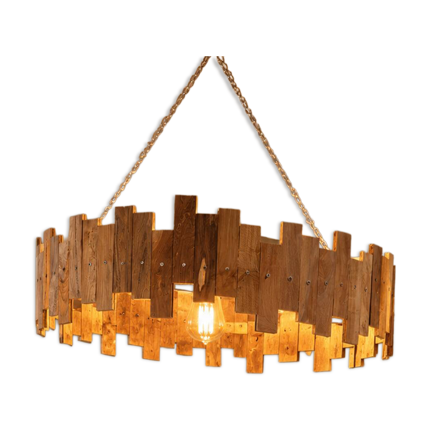 Handmade wooden lustre 102 cm - wabi sabi - unique piece