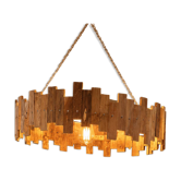 Lustre bois fait main 102 cm - wabi sabi - pièce unique