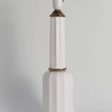 White Opaline Glass & Brass Heiberg Table Lamp, Denmark, Mid-19th century